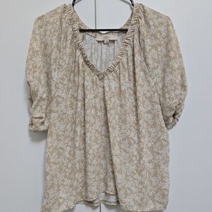 LOFT Beige Floral Blouse